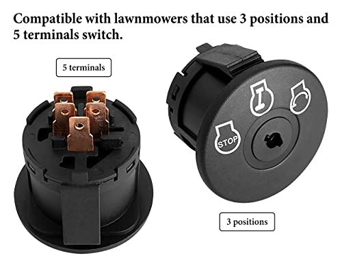 Ignition Switch 925-04228 Fit for Cub Cad et Mower - 3 Position Key Switch Compatible with Cad RZT-42 RZT-50 RZT-54 Riding Mower, Troy-Bilt Mustang XP 42 50 54 Zero Turn Mower, Replace 725-04228