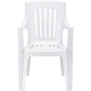 Global Industrial Outdoor Stacking Chair, Resin, White, Lot of 4