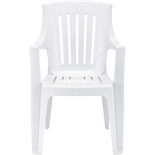 Global Industrial Outdoor Stacking Chair, Resin, White, Lot of 4