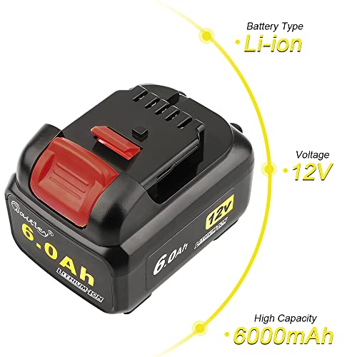 ZLWAWAOL 2 Pack DCB120 12V 6.0Ah Lithium Ion Battery Replacement for Dewalt 12V Battery DCB127 DCB124 DCB126 DCB123 DCB122 DCB121 DCB120 Compatible with Dewalt 12V Cordless Power Tools