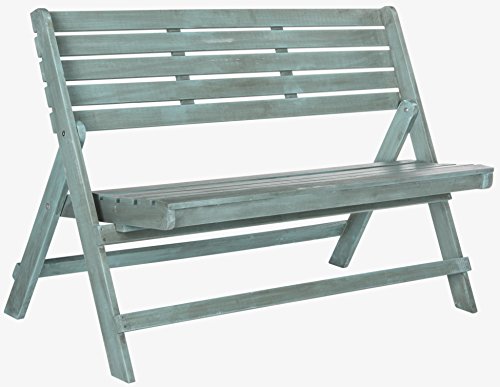 Safavieh Outdoor Collection Luca Ash Grey Folding Bench