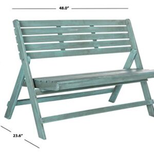 Safavieh Outdoor Collection Luca Ash Grey Folding Bench