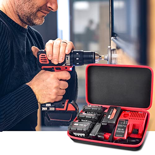 Extra Large Battery Holder Storage Case for Milwaukee M18/ M12 Lithium-Ion, Batteries Charger Organizer Carrying Box Holds 18V 12V 2.0/3.0/4.0/6.5/5.0/8.0/6.0/9.0/12.0-Ah Batteries, Adapter (Bag Only)