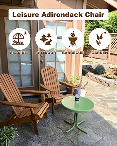 Hudada Adirondack Chair Outdoor Chairs Fire Pit Seating Folding Wooden Adirondack Lounger Chair Patio Chair Lawn Chair Weather Resistant Wood Chairs w/Natural Finish