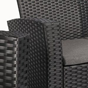 Baner Garden 4 Pieces Outdoor Furniture Complete Patio Cushion Wicker P.E Rattan Garden Set, Full, Black