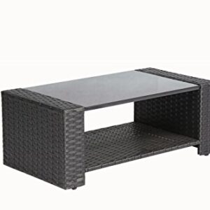 Baner Garden 4 Pieces Outdoor Furniture Complete Patio Cushion Wicker P.E Rattan Garden Set, Full, Black