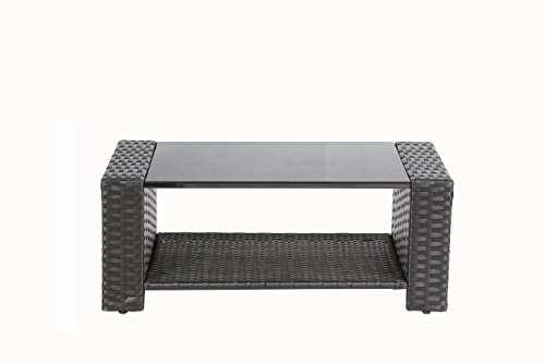 Baner Garden 4 Pieces Outdoor Furniture Complete Patio Cushion Wicker P.E Rattan Garden Set, Full, Black