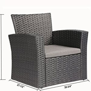 Baner Garden 4 Pieces Outdoor Furniture Complete Patio Cushion Wicker P.E Rattan Garden Set, Full, Black