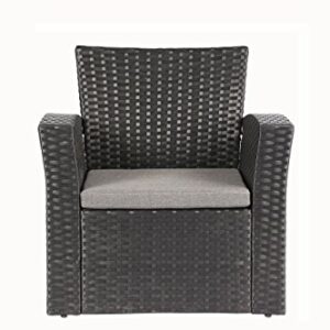 Baner Garden 4 Pieces Outdoor Furniture Complete Patio Cushion Wicker P.E Rattan Garden Set, Full, Black