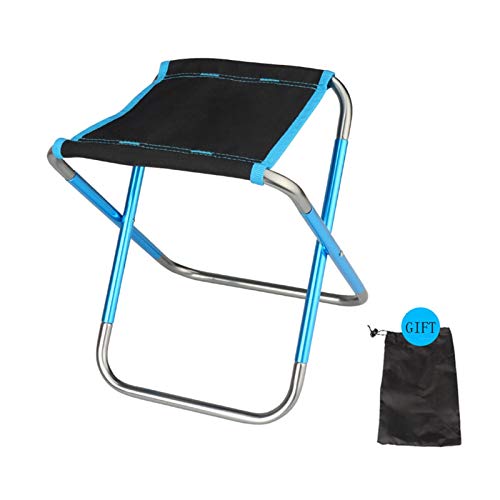 TRENTSNOOK Exquisite Camping Stool Lightweight Portable Folding Chair Alloy Outdoor Barbecue Picnic Camping Fishing Stool Ultra Light Seat Household Small Bench (Color : Blue)