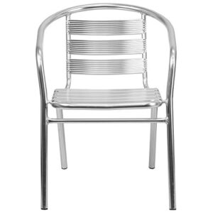 Flash Furniture 4 Pack Heavy Duty Commercial Aluminum Indoor-Outdoor Restaurant Stack Chair with Triple Slat Back