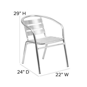 Flash Furniture 4 Pack Heavy Duty Commercial Aluminum Indoor-Outdoor Restaurant Stack Chair with Triple Slat Back