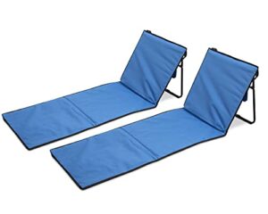 eternal living beach & lawn lounge chair portable reclining lounger with frame foldable mat, set of 2 blue