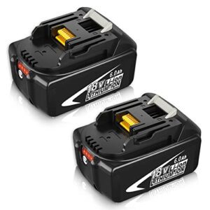 2packs upgraded 6.0ah 18v bl1860b replacement lithium-ion battery compatible with makita 18 volt battery with led indicator bl1860 bl1850 bl1840 bl1820 bl1815b lxt400 cordless power tools