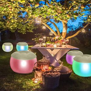 Ccinnoe Inflatable Illuminated LED Ottoman, LED Air Ottoman, Blow Up LED Lights Chair, Lazy Couch with LED Light Mood Lamp for Party, Yard, Indoor Rooms