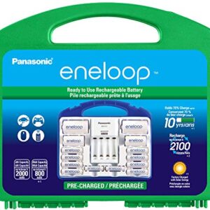 Panasonic K-KJ17MCC82A 4-Position Charger with 2 AAA & 8 AA eneloop Batteries & 2 C & 2 D Spacers