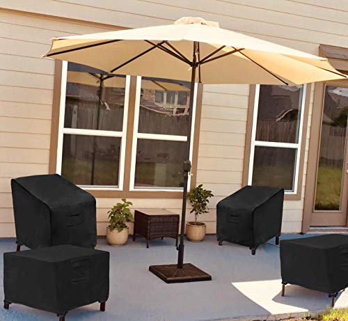 WOMACO Patio Ottoman Cover Waterproof Outdoor Ottoman Covers with Handles Patio Small Side/End Table Cover Water Resistant Patio Furniture Protector (25L x 25W x 17H, Black)