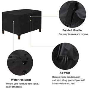 WOMACO Patio Ottoman Cover Waterproof Outdoor Ottoman Covers with Handles Patio Small Side/End Table Cover Water Resistant Patio Furniture Protector (25L x 25W x 17H, Black)