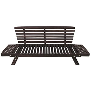 Quarte Outdoor Adjustable Patio Couch Sofa Bed, Acacia Wood Daybed Sofa Chaise Lounge with Cushions, Futon Sofa Furniture for Patio, Balcony, Poolside, Backyard (Gray-Acacia*)