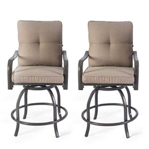 kozyard isabella high swivel bar stools/chair set for home patio, back yard, cafes, bistro, restaurants and chic bars (beige)
