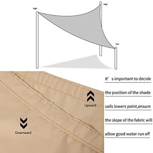 Jneaicn Shade Sail Waterproof Sun Canopy Triangle 6'5''x 6'5''x 6'5'' Shade Sails UV Block for Patio Backyard Lawn Yard in Color Beige