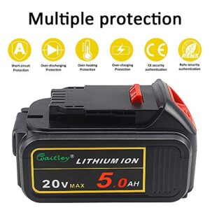 waitley 20V 5.0Ah Replacement Battery Compatible with Dewalt DCB200 20 Volt Cordless Power Tools