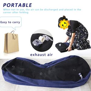 ptlsy Inflatable Chair for Adult, Lounge Chair with Household Air Pump, S-Shape Air Sofa Inflatable Couch, Inflatable Lounge Sofa Deck Chair Multi-Function for Indoor Livingroom Bedroom (Blue)