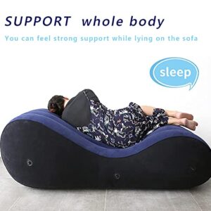 ptlsy Inflatable Chair for Adult, Lounge Chair with Household Air Pump, S-Shape Air Sofa Inflatable Couch, Inflatable Lounge Sofa Deck Chair Multi-Function for Indoor Livingroom Bedroom (Blue)