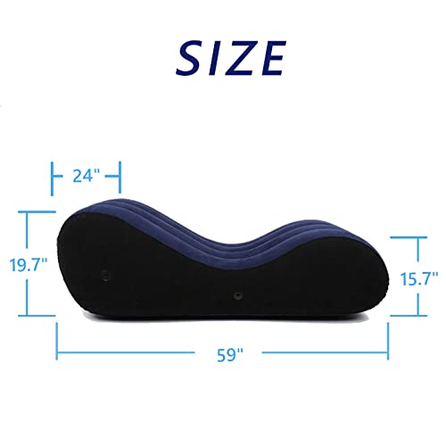 ptlsy Inflatable Chair for Adult, Lounge Chair with Household Air Pump, S-Shape Air Sofa Inflatable Couch, Inflatable Lounge Sofa Deck Chair Multi-Function for Indoor Livingroom Bedroom (Blue)