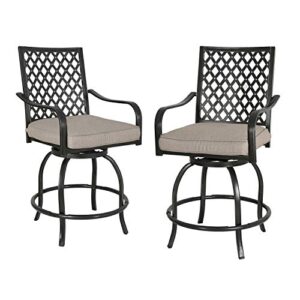 iwicker 2 piece outdoor swivel bistro bar stool with 100% polyester cushion