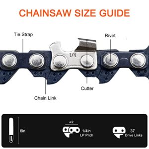 O-CONN Mini Chainsaw Chain, 6-Inch Replacement Guide Saw Chain for 6 inch Mini Cordless Electric Portable Battery Powered Handheld Chainsaw (4 Pieces, 37 Drive Links)