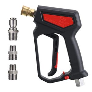 ridge washer pressure washer gun 5000 psi, 12 gpm, high pressure spray gun with 1/4″ quick connector, 3/8” quick connect, m22-14mm and m22-15mm fitting