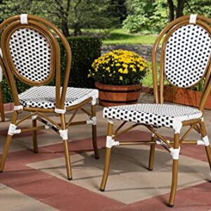 Baxton Studio Gauthier Classic French Indoor and Outdoor Navy and White Bamboo Style Bistro Stackable Dining Chair Set of 2