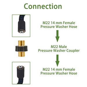 FIXFANS Pressure Washer Adapter Set, M22-14mm Male Fitting to M22-14mm Male Swivel, 5000PSI Pressure Washer Hose Thread Kit