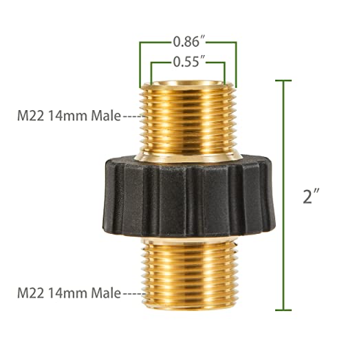 FIXFANS Pressure Washer Adapter Set, M22-14mm Male Fitting to M22-14mm Male Swivel, 5000PSI Pressure Washer Hose Thread Kit