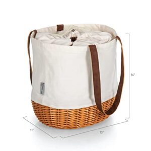 Picnic Time - A Picnic Time Brand Coronado Canvas and Willow Basket Tote, (Beige Canvas)