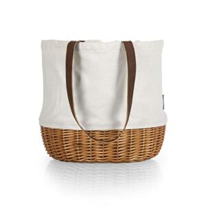 Picnic Time - A Picnic Time Brand Coronado Canvas and Willow Basket Tote, (Beige Canvas)