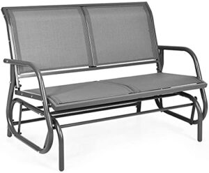 luarane swing glider chair, heavy-duty steel frame 2-person outdoor swing bench, sliding rocker double seat suitable for backyard, garden, poolside, lawn (grey)