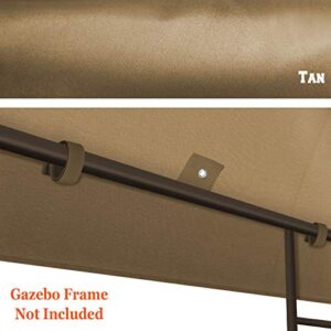 BenefitUSA 119x119 Gazebo Canopy Replacement Top Double Tiered Canopy Top Cover (Tan)