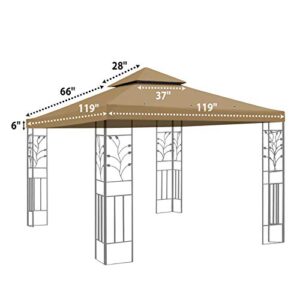 BenefitUSA 119x119 Gazebo Canopy Replacement Top Double Tiered Canopy Top Cover (Tan)