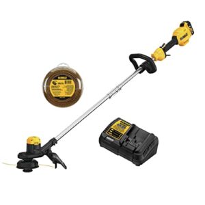 dewalt 20v max* string trimmer, 13-inch, battery and charger & extra trimmer line, 225-foot by 0.080-inch (dcst925m1 & dwo1dt802)