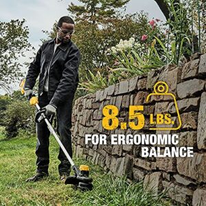 DEWALT 20V MAX* String Trimmer, 13-Inch, Battery and Charger & Extra Trimmer Line, 225-foot by 0.080-Inch (DCST925M1 & DWO1DT802)