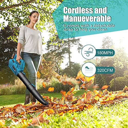 5.0Ah Battery Leaf Blower - BHY 320 CFM & 180MPH Cordless Electric Leaf Blower with Fast Charger, 6 Variable Speeds, Battery Operated Leaf Blower for Blowing Leaves, Snow Debris and Dust