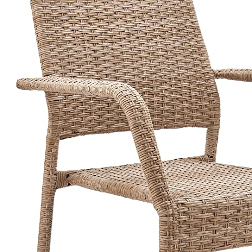 Manhattan Comfort Genoa Patio Dining Armchair, Set of 2, Nature Tan Weave