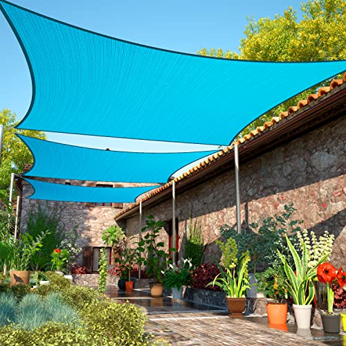 ShadeMart 14' x 18' Turquoise Sun Shade Sail Rectangle Canopy Fabric Cloth Screen smTAPR1418, Water and Air Permeable & UV Resistant, Heavy Duty, Carport Patio Outdoor - (We Customize Size)