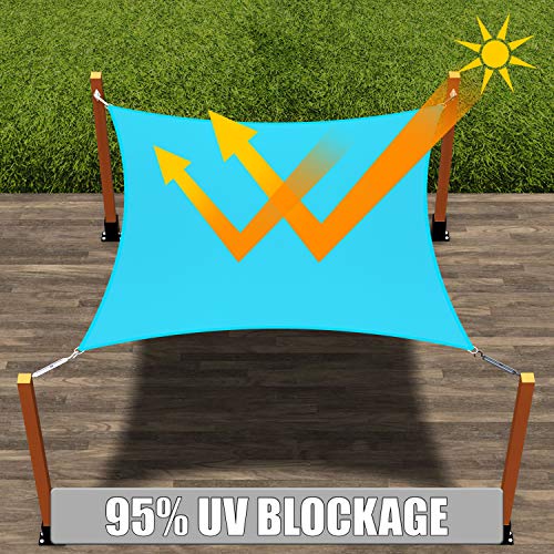 ShadeMart 14' x 18' Turquoise Sun Shade Sail Rectangle Canopy Fabric Cloth Screen smTAPR1418, Water and Air Permeable & UV Resistant, Heavy Duty, Carport Patio Outdoor - (We Customize Size)