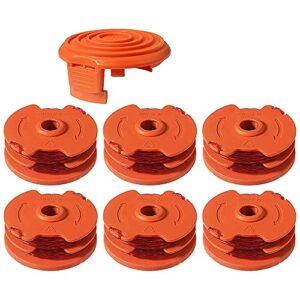czon wa0007/ 50022833 replacement line trimmer spool for worx wg116 wg119 corded electric string trimmers,16ft 0.065”, 7-pack (6-line spool + 1 cap)