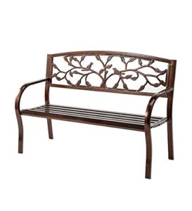wind & weather tree of life metal bench – 50 w x 21 d x 33 h