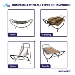 Skybed Universal Hammock Stand Fits 2 Single Hammocks 7 ft to 14 ft Long or 1 Double Wide | Unique Head Up Mount Option for Dual Hammock Chat Mode | Heavy Duty | 600 Lbs Capacity | Indoor/Outdoor