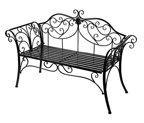 HLC Black Outdoor Bench Patent Design Romance Two Seat Bench for Garden Park